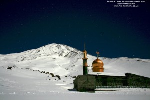 Mt Damavand (5,671m), Iran, from the Mosque at camp one The scale is misleading, it's nearly 4 miles horizontally and 2600m vertically from here. © Scott Mackenzie