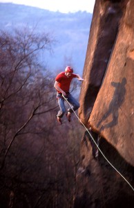 The bold way and the old way... Taking the fall on a flash attempt of Gaia, E8 6c © Alex Messenger